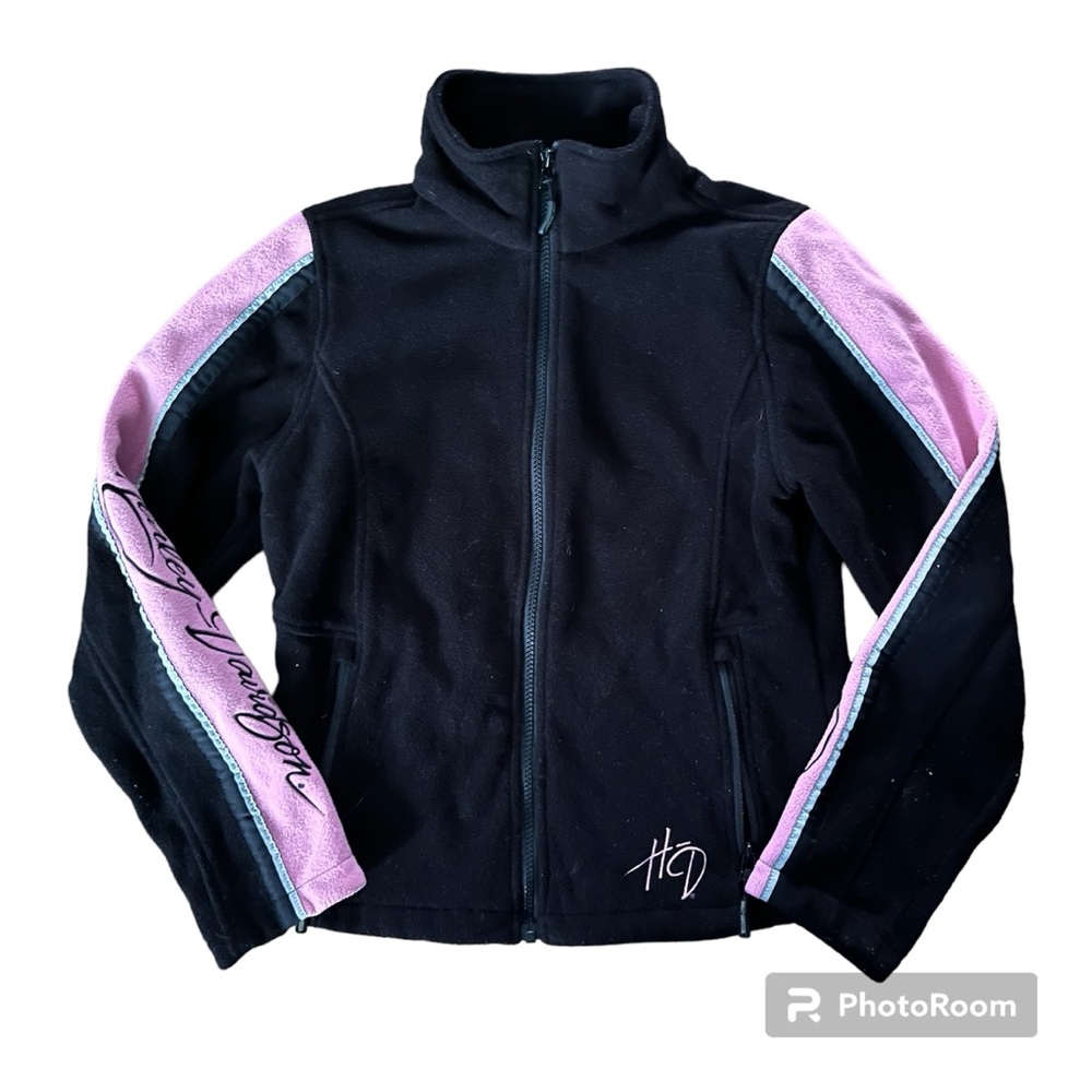 Harley-Davidson pink and black zip up sweater size XS